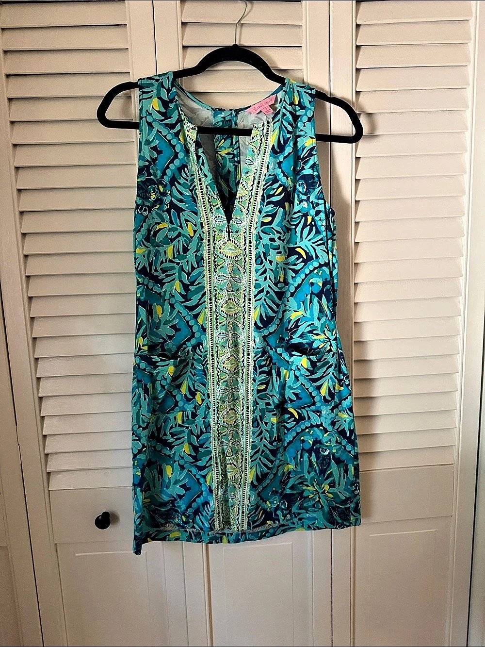 Lilly Pulitzer Edita Shift Dress Floral Mini Blue & Green Size 2